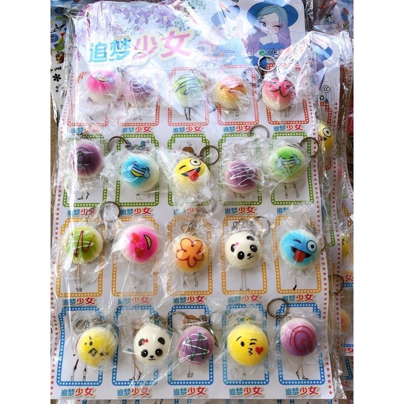 sỉ vỉ 20 chiếc squishy bánh bao móc khoá đáng yêu