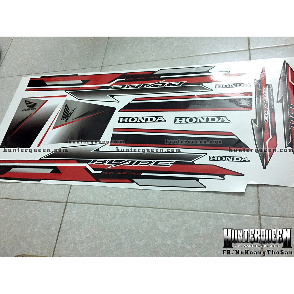 Tem rời xe Blade 110 đời 2017, dán xe đen. Decal tem chế đẹp, chất lượng cao. Sắc nét, bền màu