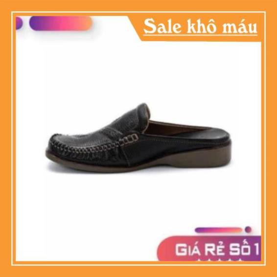 [Sale 3/3] [Mã MSGMV1 hoàn 15% xu, tối đa 100K] Giày sabo nam Huy Hoàng da bò màu đen-HP7127 Sale 11