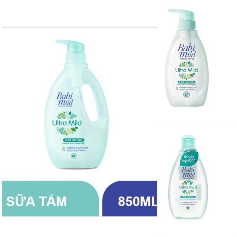 Sữa Tắm Gội Toàn Thân Hương Hoa Anh Đào, Hương Tự Nhiên Cho Bé Babi Mild White Sakura 850ml - 400ml - 200ml