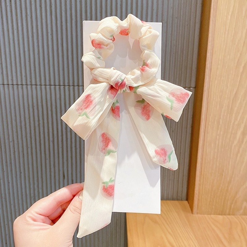 Dây Cột Tóc Cao Su Đính Nơ Vải Đơn Giản Thời Trang