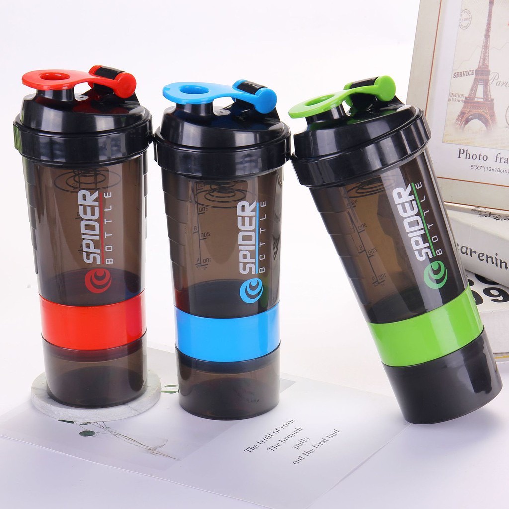 Bình lắc, bình nước tập Gym WheyShaker 3 ngăn tiện lợi, bình nước dành cho dân tập GYM, bình 3 ngăn