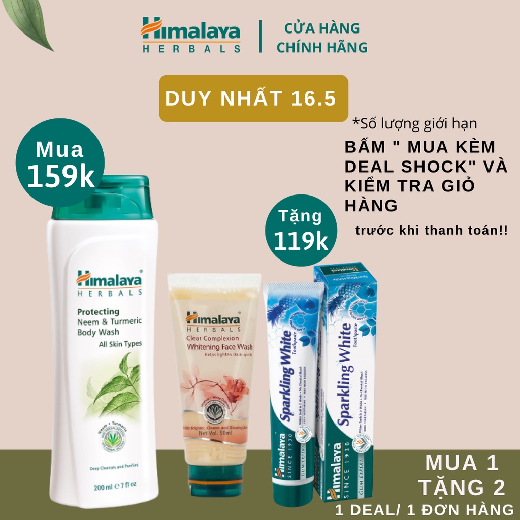 Sữa tắm giảm mụn thâm chiết xuất lá neem Himalaya Protecting Neem &amp; Turmeric Body Wash 200ml