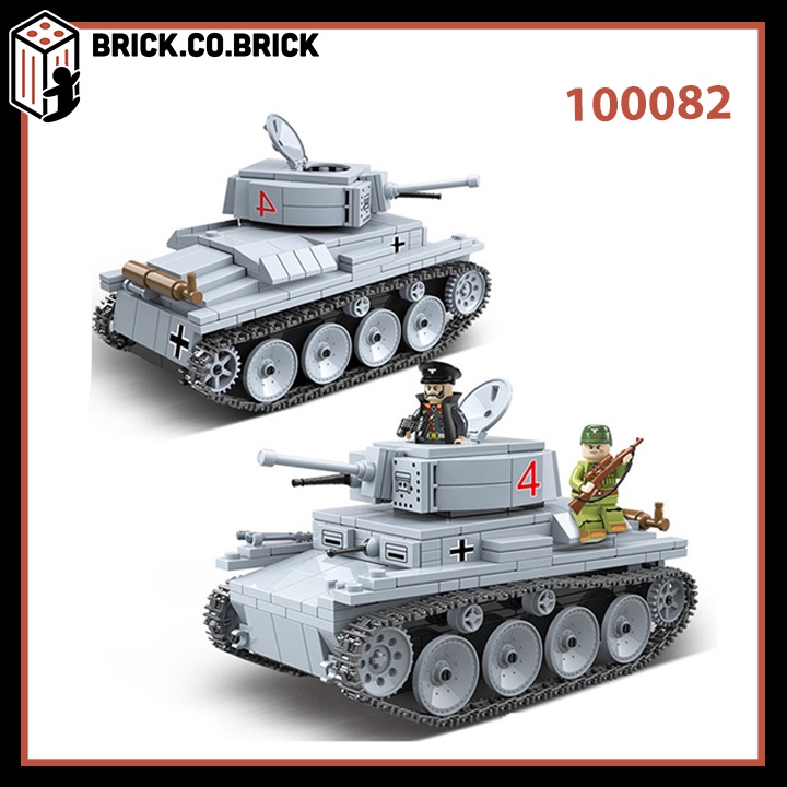 Lắp Ghép Xe Tank Panzer Phát Xít Đức Đồ Chơi Xếp Hình Mô Hình WW2 Quan Guan 100082