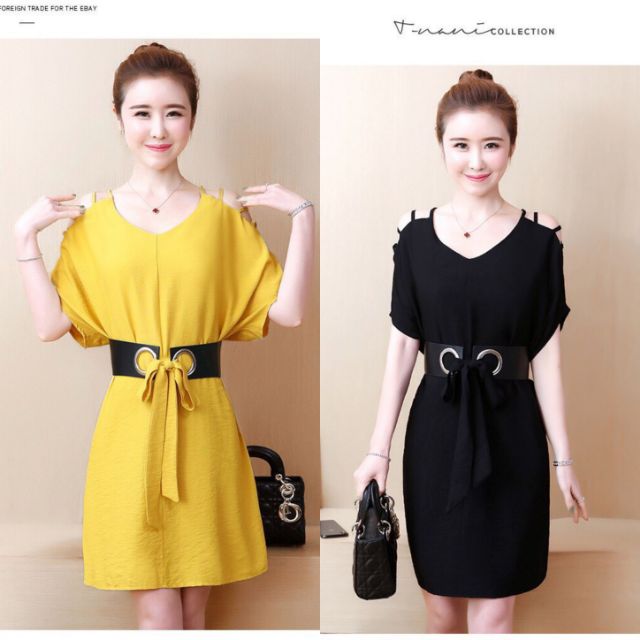 Đầm suông cánh dơi cut out kèm nịt