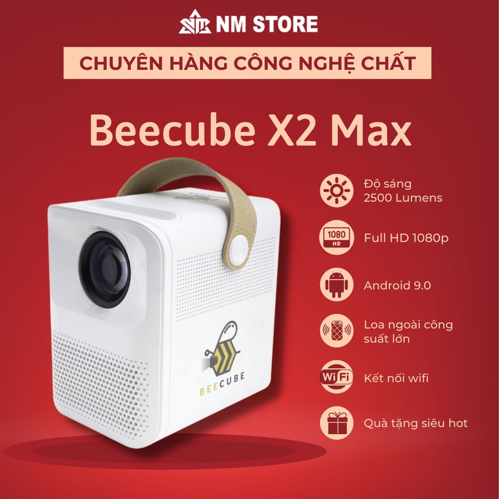 Máy chiếu Mini Android Beecube X2 Max - Full HD 1080p - Hỗ trợ 4k - Kết nối Điện thoại + Wifi - 2500 Lumens - Chính Hãng