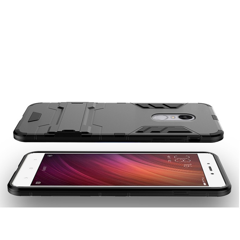 Ốp điện thoại chống sốc phong cách iron man kèm giá đỡ cho Xiaomi Redmi Note 4X
