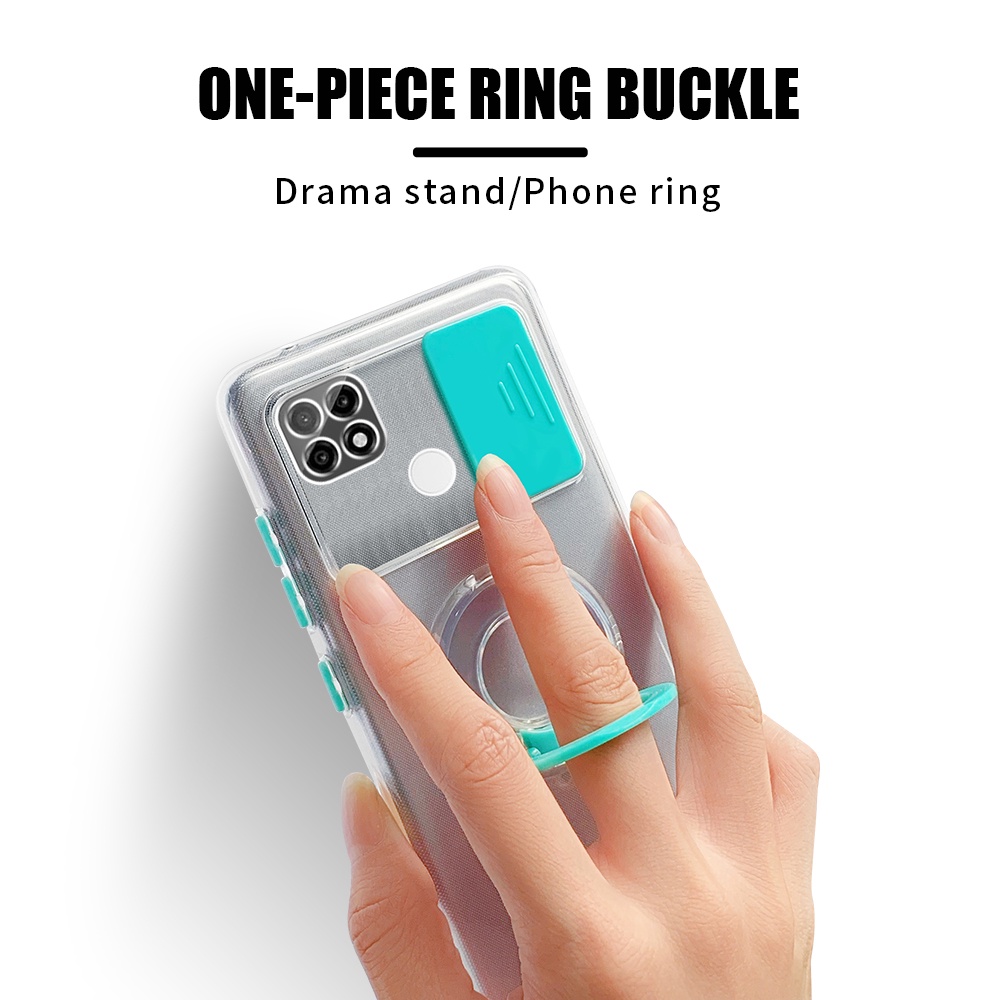 Ốp Điện Thoại Trong Suốt Có Vòng Đỡ Bảo Vệ Camera Cho Realme C21 C20 C15 C11 2021