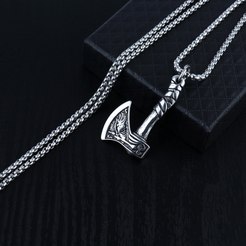 Vòng cổ nam nữ unisex dây chuyền Kuu Studio màu bạc Titan đẹp phụ kiện thời trang - Vòng Cổ Axe