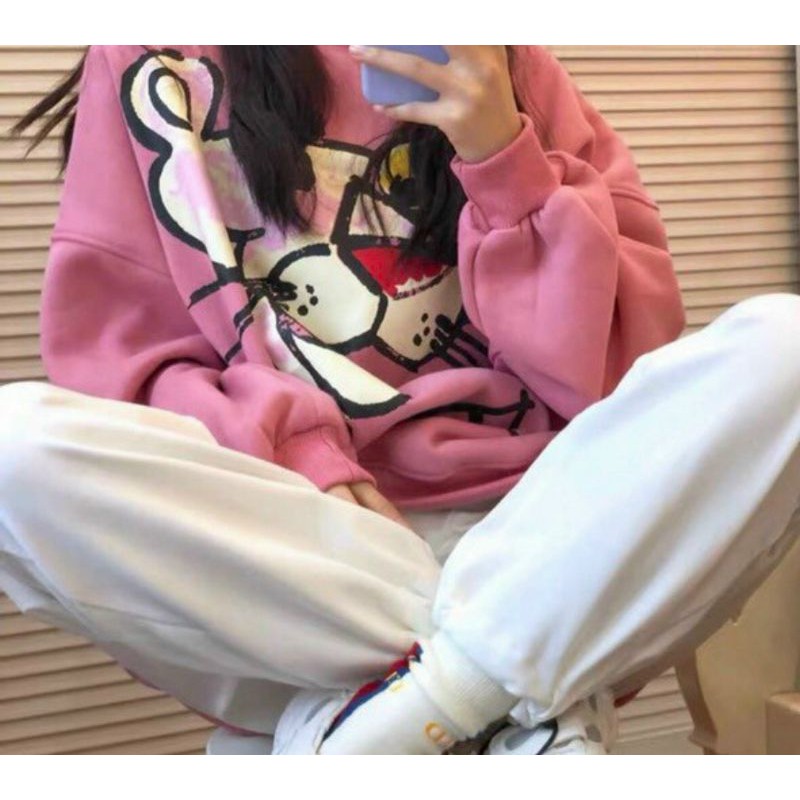 Áo sweater báo hồng