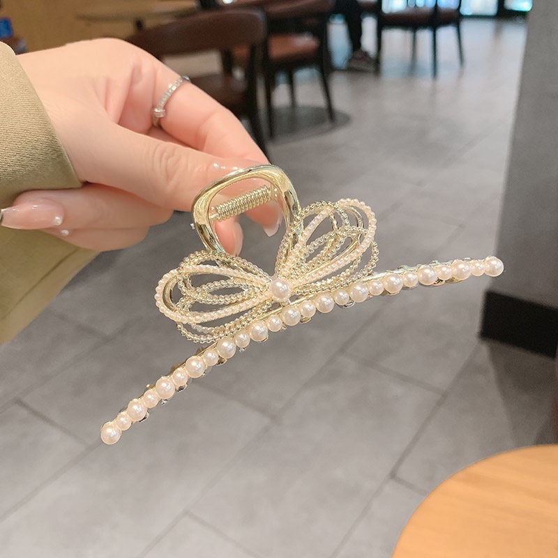 Kẹp tóc Hàn Quốc hình nơ đính đá Ame Beauty , kẹp càng cua nơ , cặp tóc kim loại cỡ lớn hot 2022
