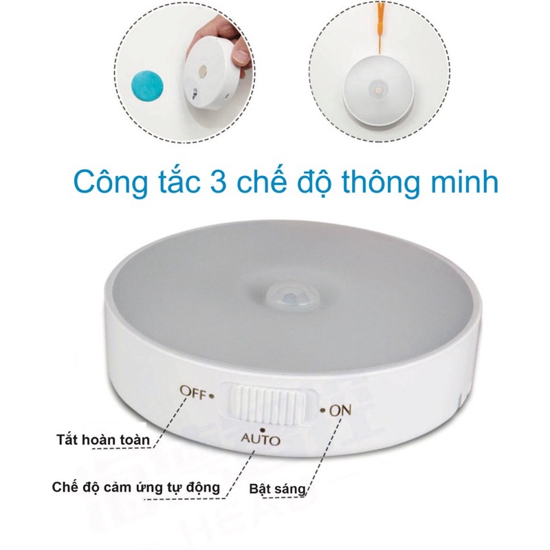 Đèn LED cảm ứng (3 chế độ)chuyển động cơ thể người sử dụng pin sạc usb dung lượng 700mah