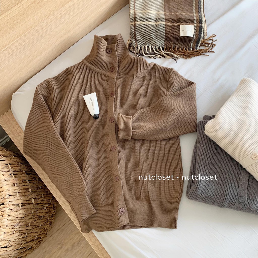 A0064 _Áo cardigan len cổ bẻ vân dọc | BigBuy360 - bigbuy360.vn