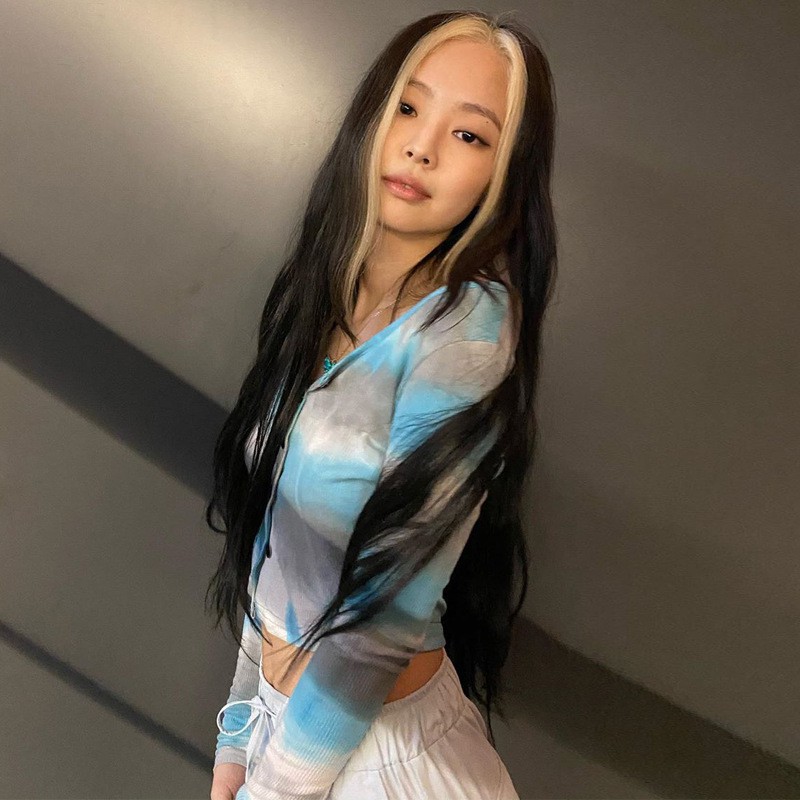 Đan ÁO dài tay Sexy jennie Blackpink colorful crop tops