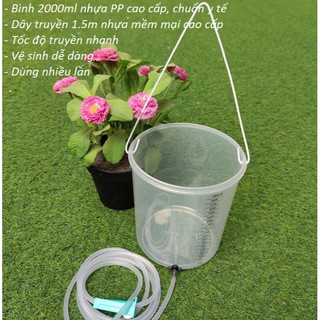 Bộ dụng cụ bình truyền detox thải độc, súc ruột, thụt tháo đại tràng Enema cà phê( coffee enema) 2000ml nhựa PP cao cấp