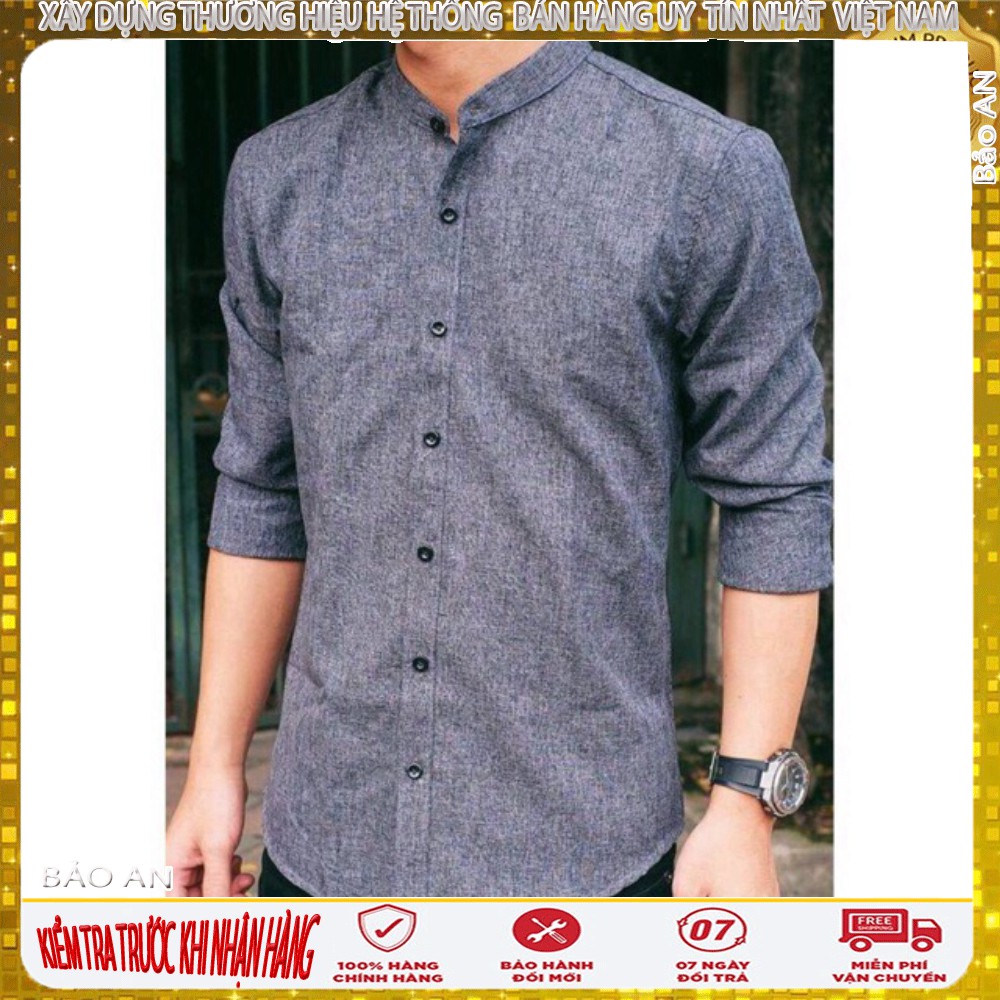 Áo sơ mi nam cổ tàu màu ghi xám [Cung cấp Sỉ Toàn Quốc] | BigBuy360 - bigbuy360.vn