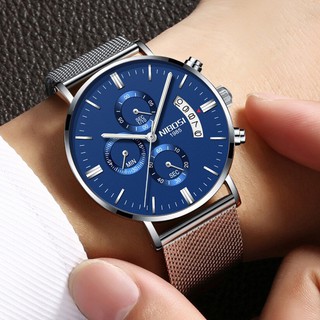 Đồng hồ Nam NIBOSI JANKE Dây Lưới Tatanium Cao Cấp – Chạy Full Kim – Chống Nước Cực Tốt