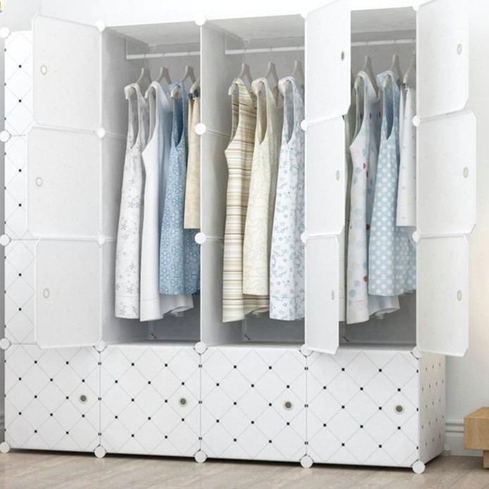 Xả Kho Tủ ghép đa năng 16 ô sâu 47cm (bộ màu Caro trắng)