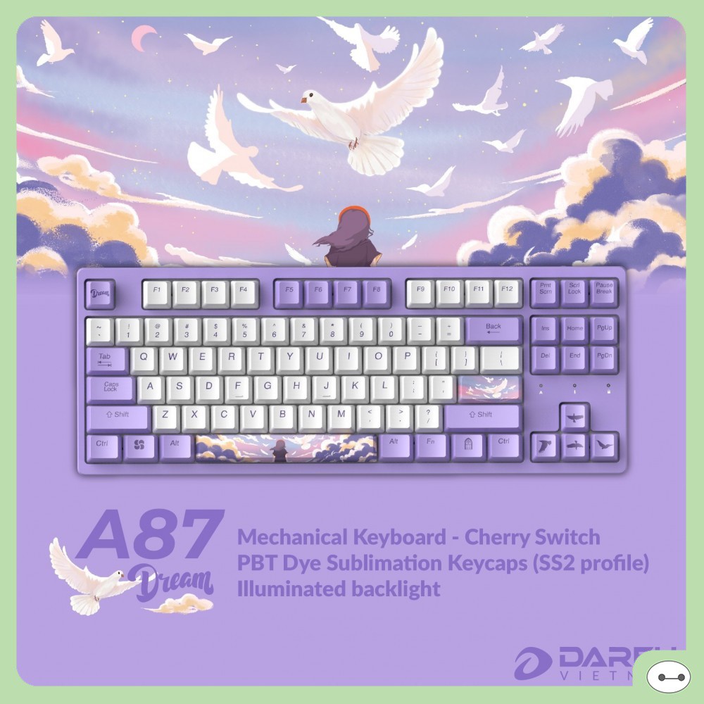 [Mã SKAMSALE03 giảm 10% đơn 200k] BÀN PHÍM CƠ DAREU A87 SUMMER (CHERRY SWITCH)