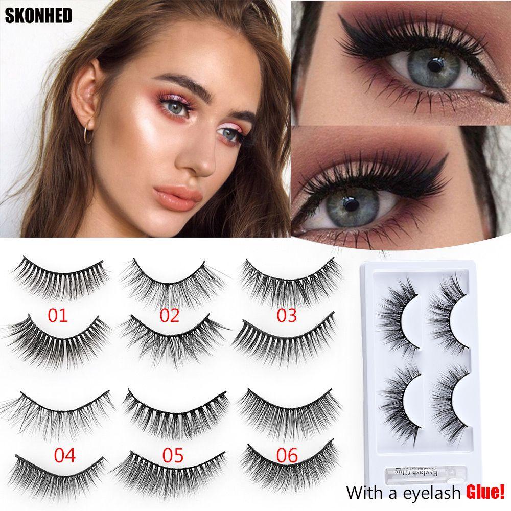 Set 2 Cặp Lông Mi Giả BSUNS SKONHED Kèm Keo Dán Có Thể Tái Sử Dụng