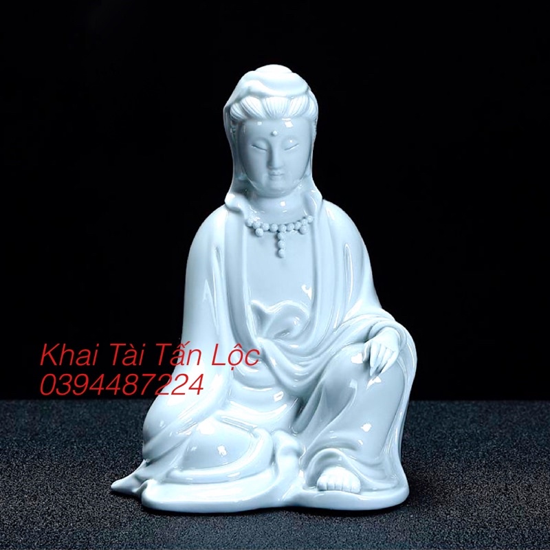 TƯỢNG PHẬT BÀ QUAN ÂM BỒ TÁT THIỀN ĐỊNH GỐM SỨ CAO 13cm