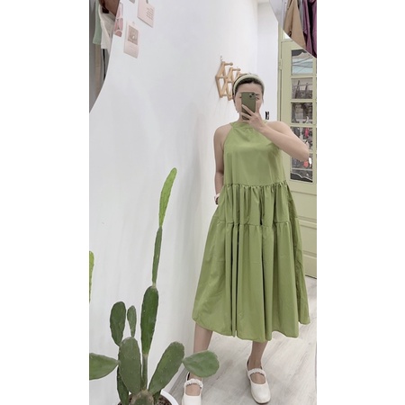 Váy đầm maxi cổ yếm Tutranshop