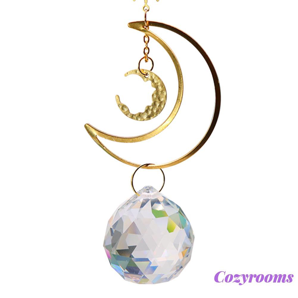 Suncatcher phối mặt quả cầu mặt trăng mặt trời pha lê tạo cầu vồng sáng tạo cho xe hơi/nhà cửa