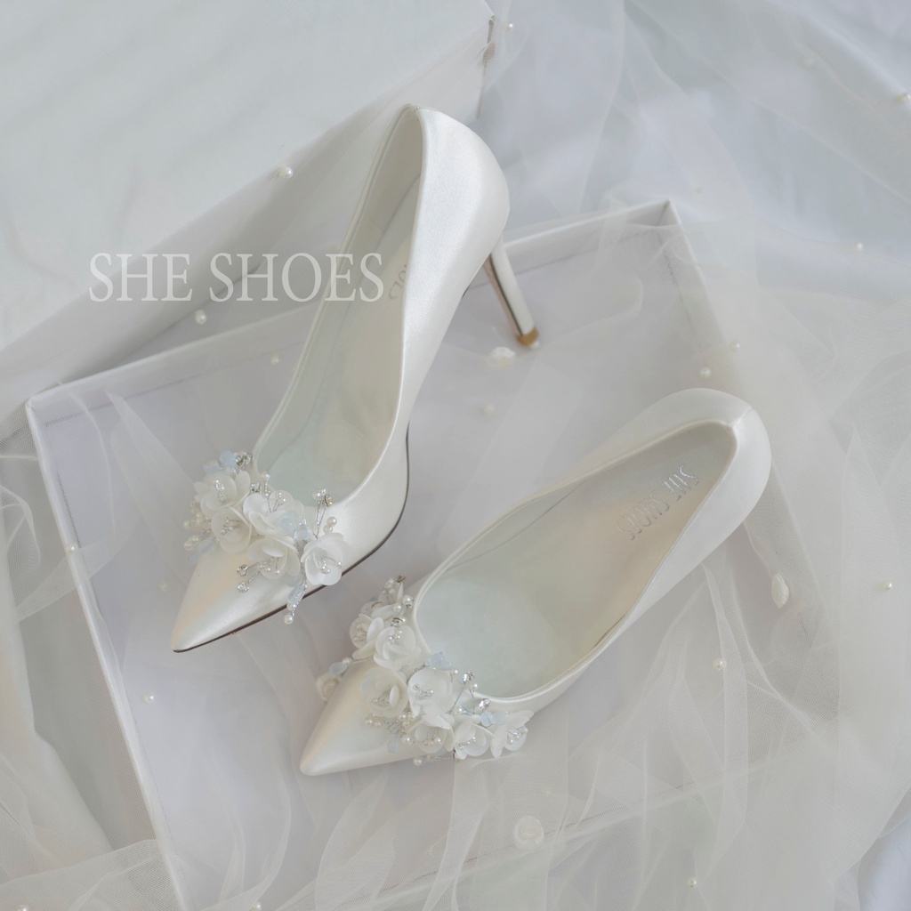 GIÀY CƯỚI FLOWERS ĐÍNH CƯỜM CAO CẤP - độc quyền bởi SHESHOES- GC07020