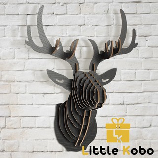 Đầu Tuần Lộc Đầu Hươu Gỗ Ghép Trang Trí 4 Màu Đầu Hươu Trang Trí Phòng Khách