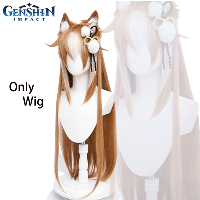 Tóc giả thẳng dài 80cm sợi tổng hợp chịu nhiệt cosplay Anime Genshin Impact Miss Hina