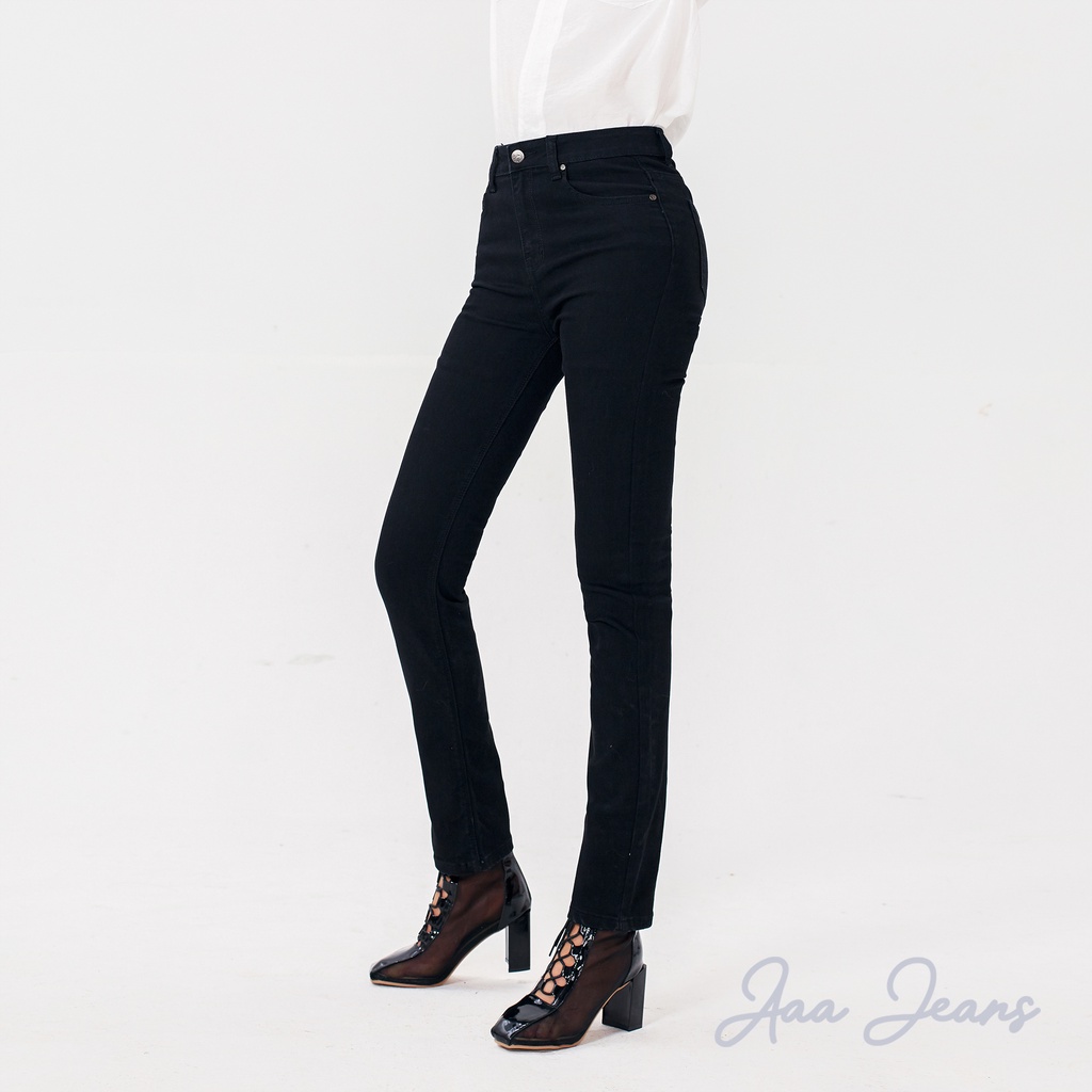 Quần Jeans Nữ Ống Đứng Repreve Đen Aaa Jeans