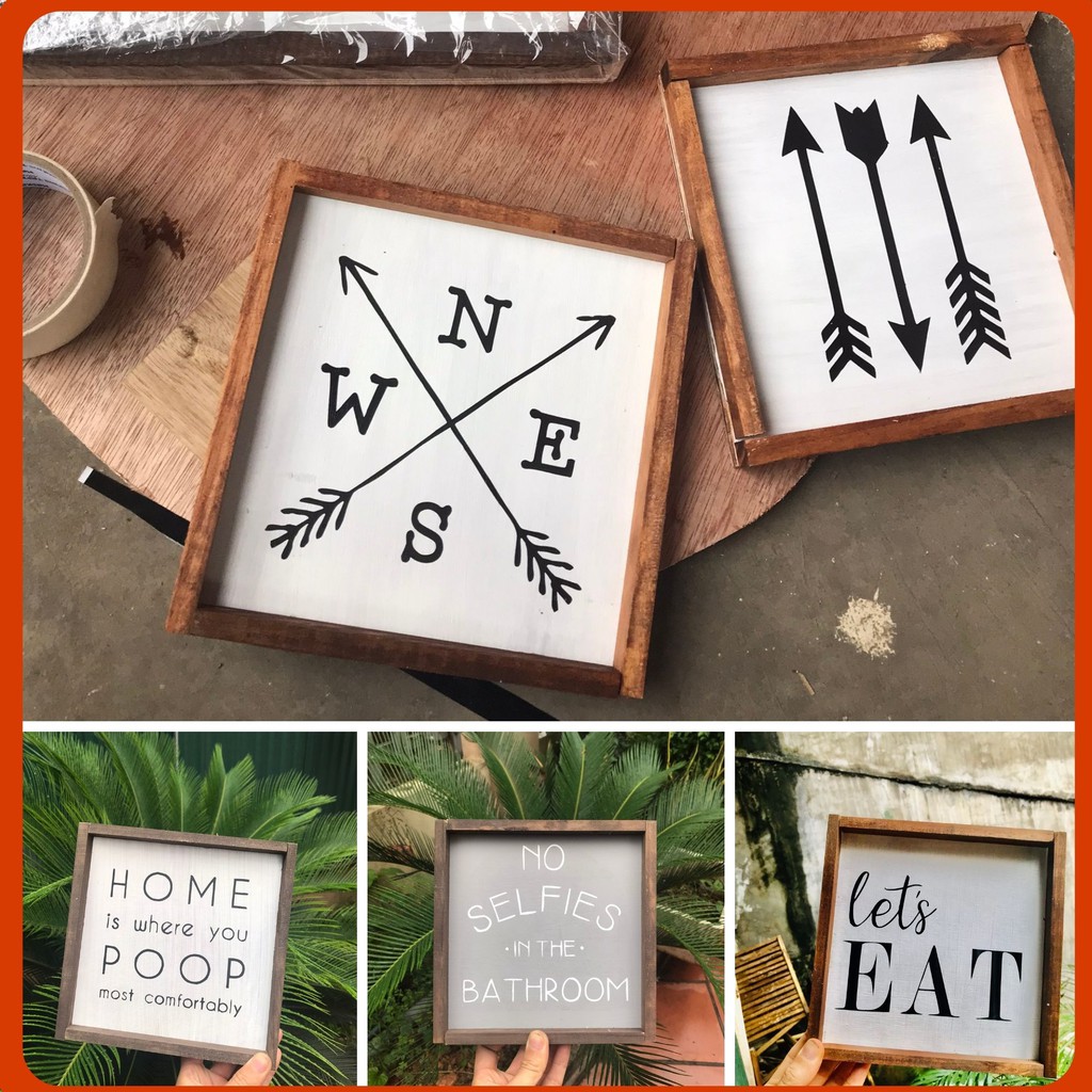 Tranh treo tường decor Phong Cách Vintage bằng gỗ kích thước 20x20cm/30x30cm | BigBuy360 - bigbuy360.vn