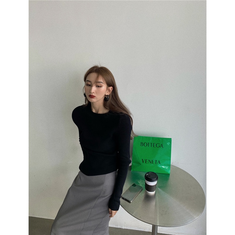 [Bảo trên tikok]Áo Dệt Kim Mỏng Co Giãn Phong Cách Hàn Quốc