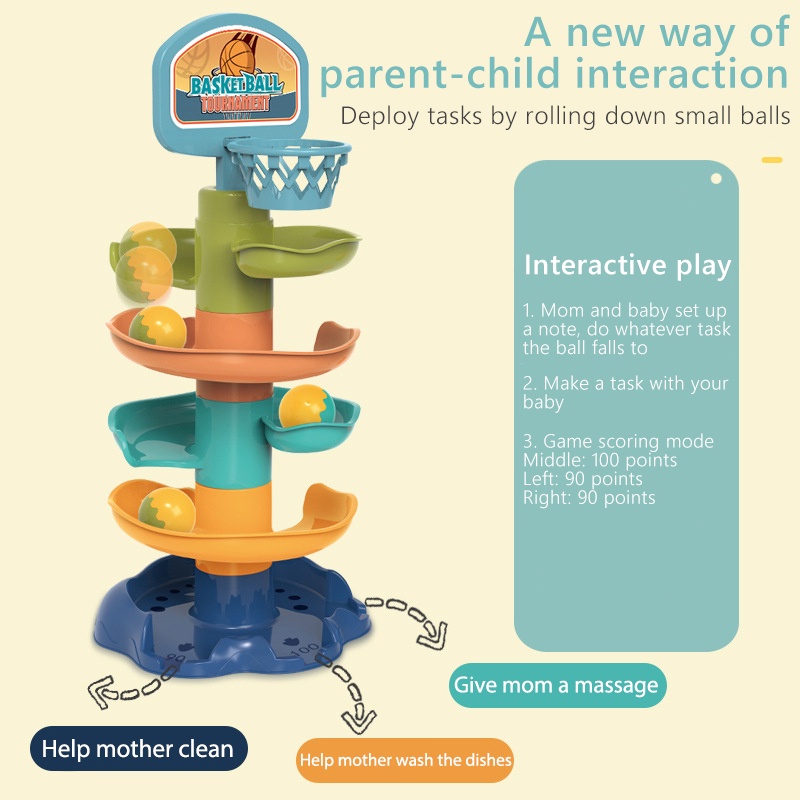 ZHAN QI TOYS Bộ đồ chơi lắp ráp đường ray trượt bóng lăn giáo dục sớm vui nhộn cho trẻ em