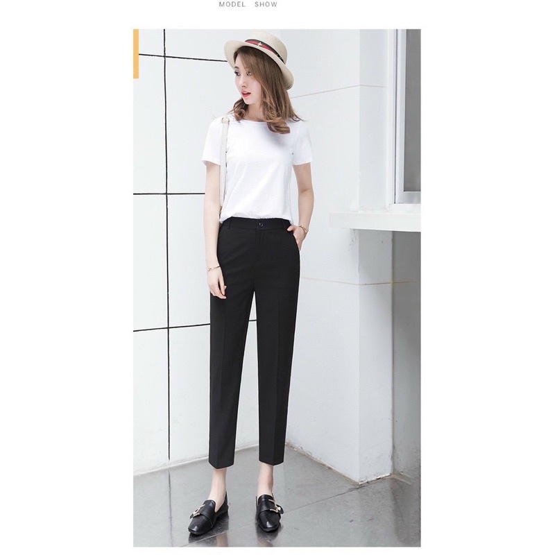 Quần Baggy Nữ dài màu đen chất tuyết mưa cao cấp, Quần công sở vải đẹp dày, thoáng mát không xù lông