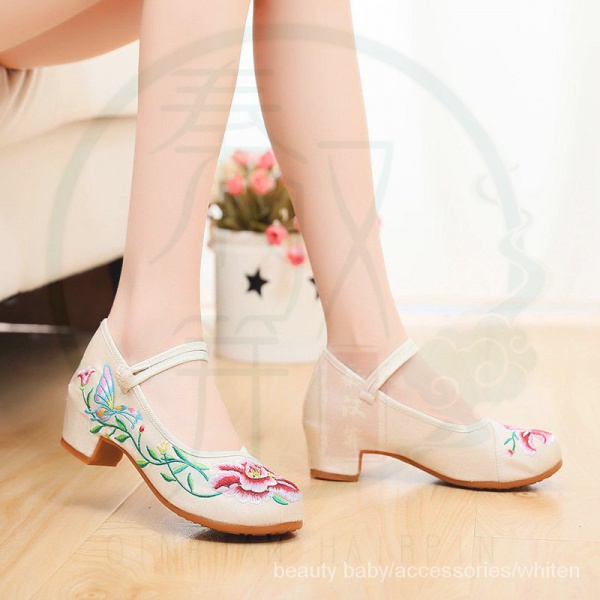 Giày cao gót thêu họa tiết phong cách Trung Hoa cho n