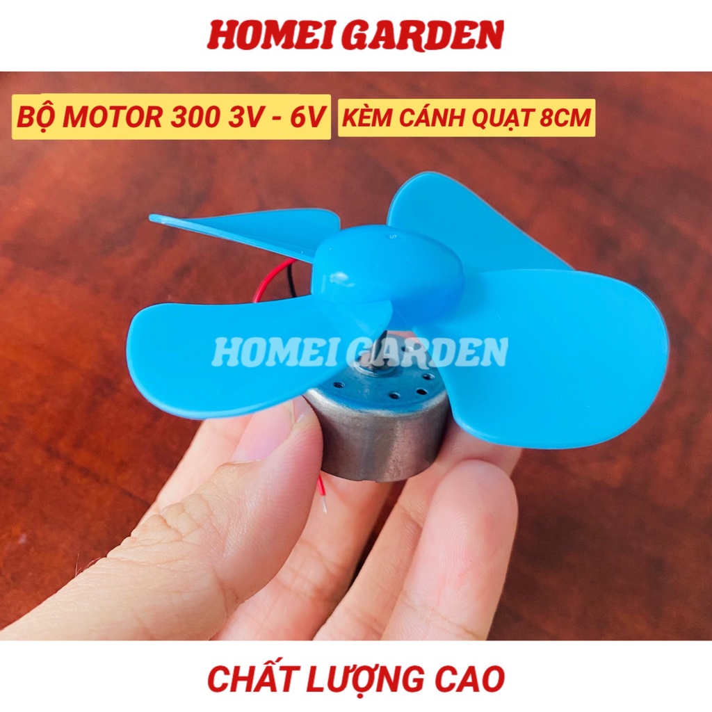 Bộ motor 300 điện áp 3V  -6V cánh quạt 80mm đế pin DIY chế quạt mini - HM0060