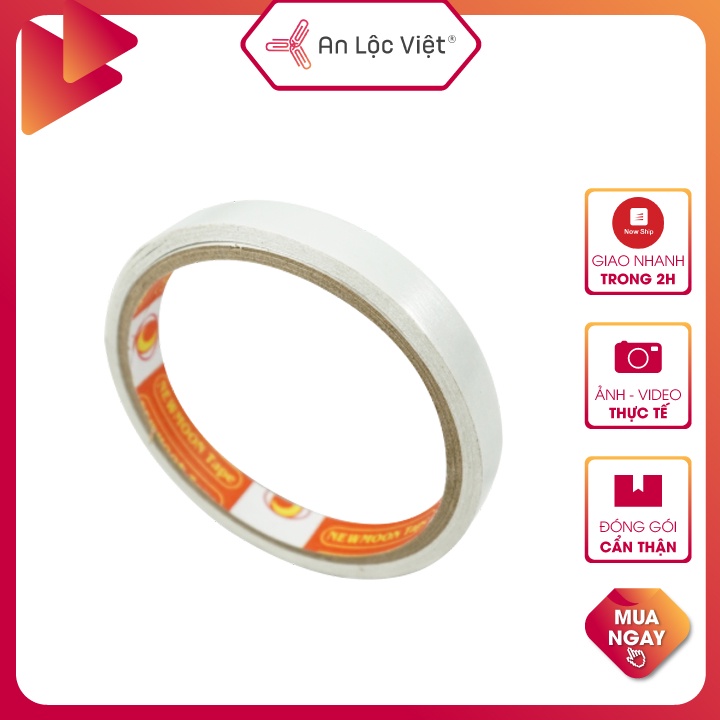 Combo 5 Cuộn Băng dính 2 mặt 1cm - 2,5cm - 5cm - chất keo cho độ bám dính cực tốt.