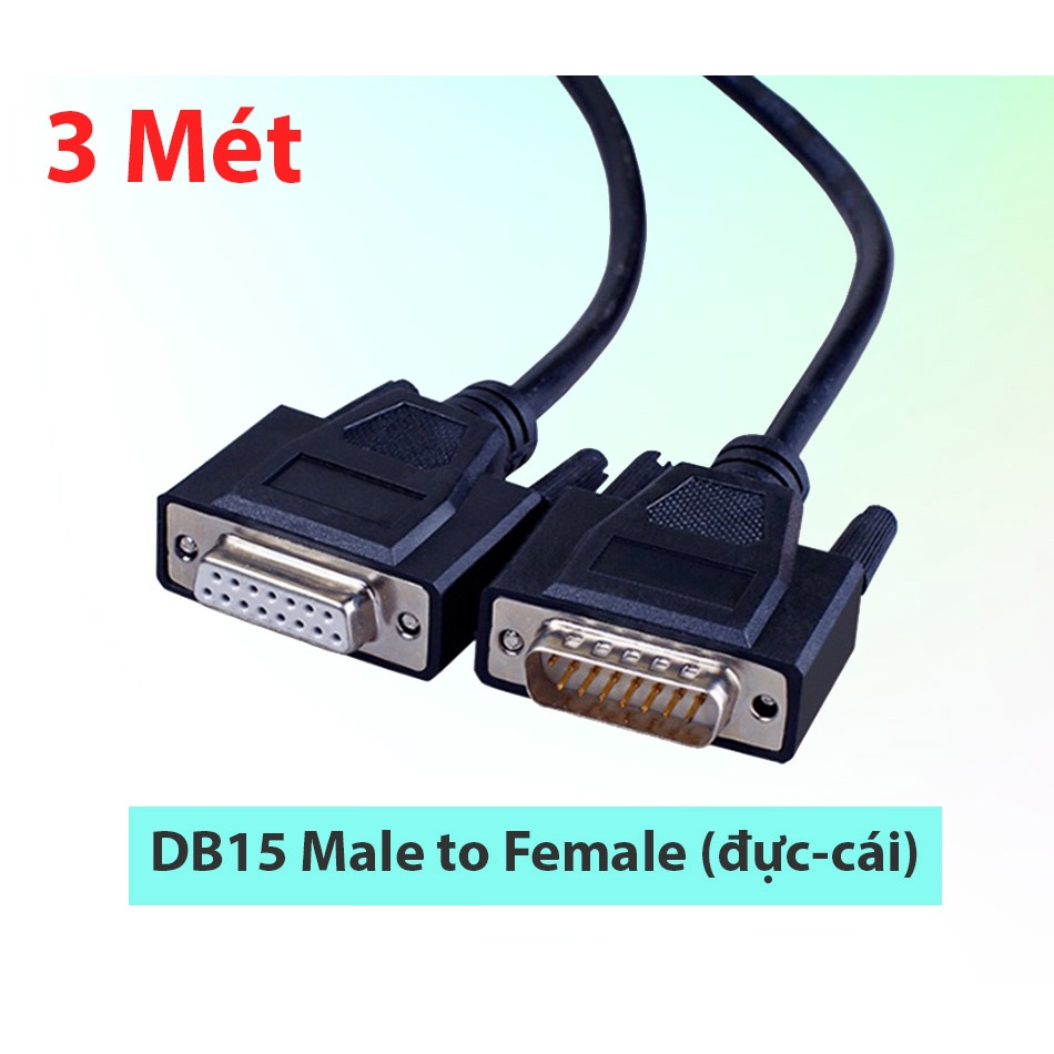 Cáp COM DB15 Male to DB15 Female dài 3M cho máy CNC công nghiệp. Cáp kết nối cổng COM DB15 chân đực sang 15 chân cái