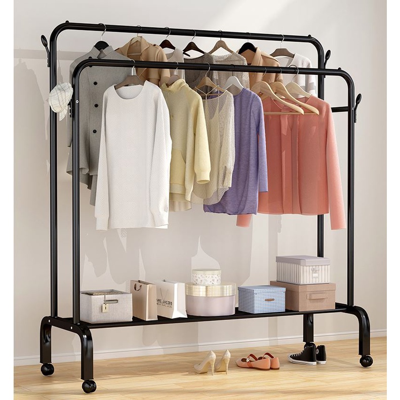 Giá Treo Quần Áo Đa Năng VANDO Chính Hãng Chất Liệu Thép Phủ Lớp Sơn Đen 2 Thanh Treo 1 Giá Để Đồ