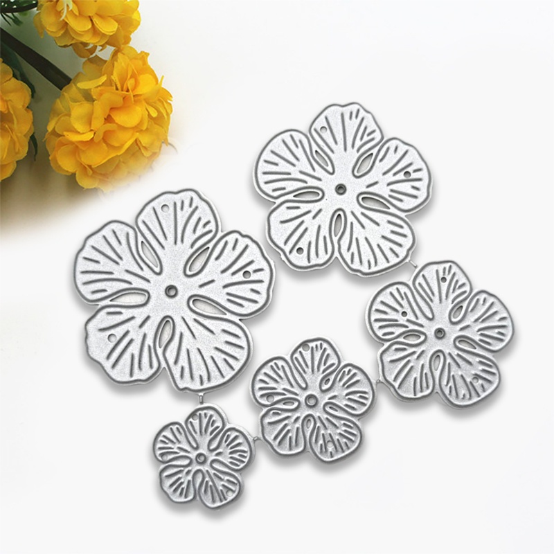 Set 5 Khuôn Cắt Giấy Kim Loại Hình Cánh Hoa 3D Xinh Xắn