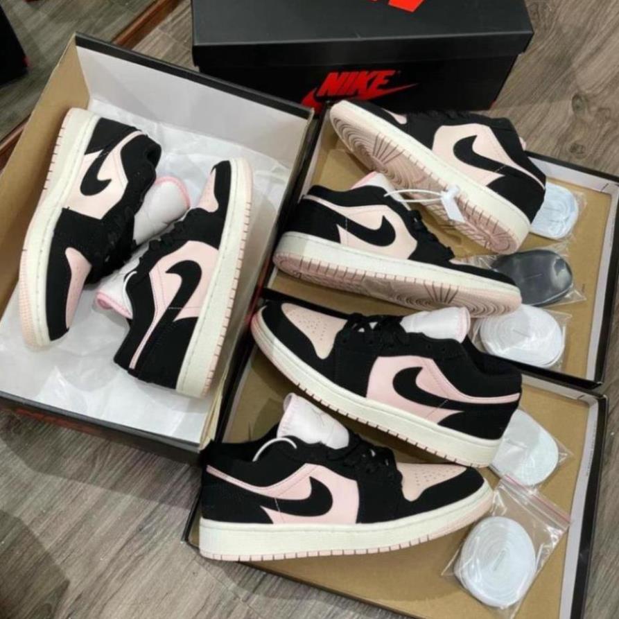 Giày 𝐉𝐨𝐫𝐝𝐚𝐧 1 hồng đen nữ, Giày thể thao JD 1 cổ thấp Black Guava Ice hồng đen bản đẹp full box bill -FZ