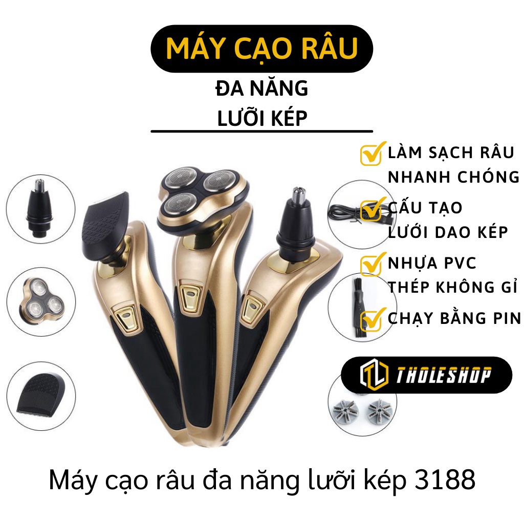 Máy Cạo Râu - Máy Làm Sạch Râu Dao Lưỡi Kép, Tỉa Lông Mũi, Cắt Tóc An Toàn 6082