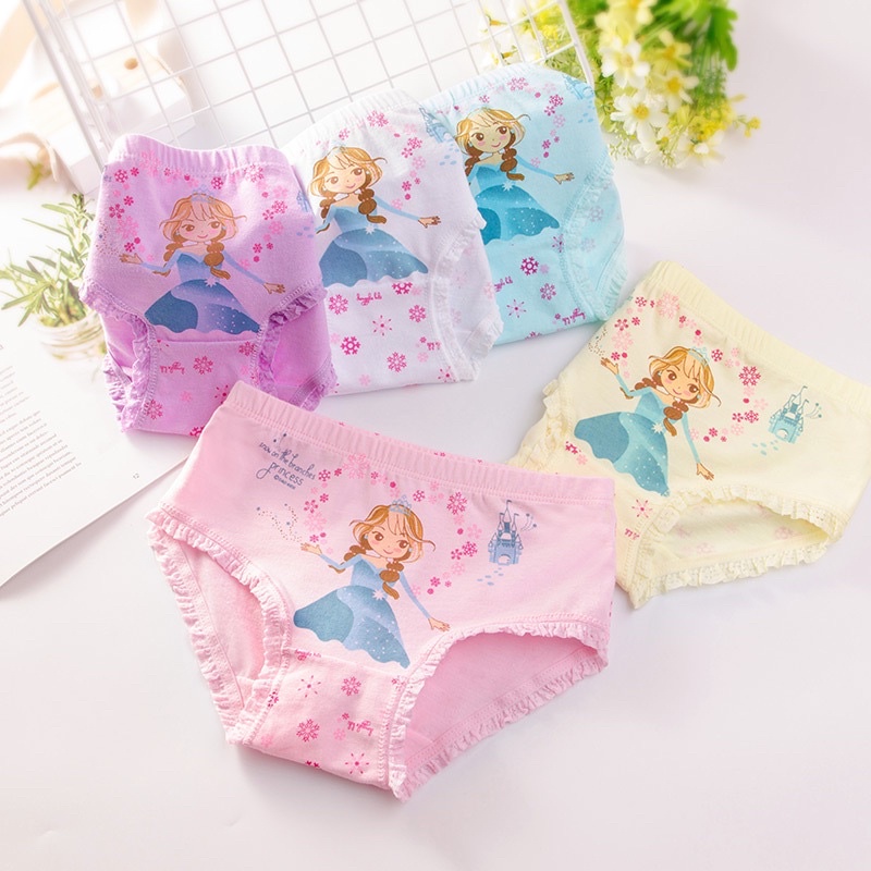 Set 4 Quần Lót Chất Liệu Vải Cotton Hình Tam Giác Dễ Thương Cho Bé