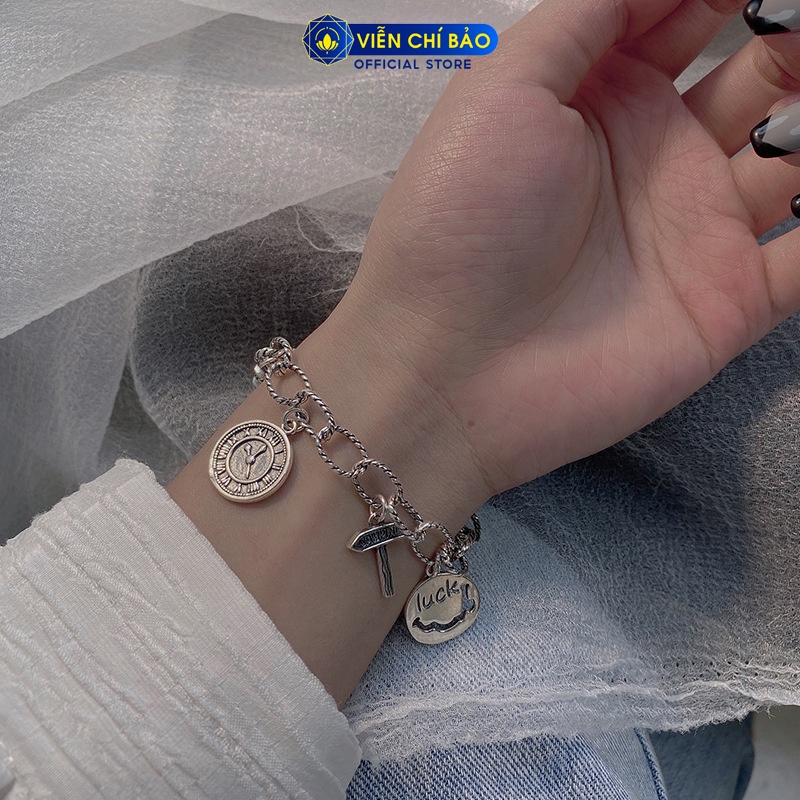 Lắc tay bạc nữ dây xích xoắn nhiều charm chất liệu bạc Thái 925 thời trang phụ kiện trang sức nữ Viễn Chí Bảo L000066