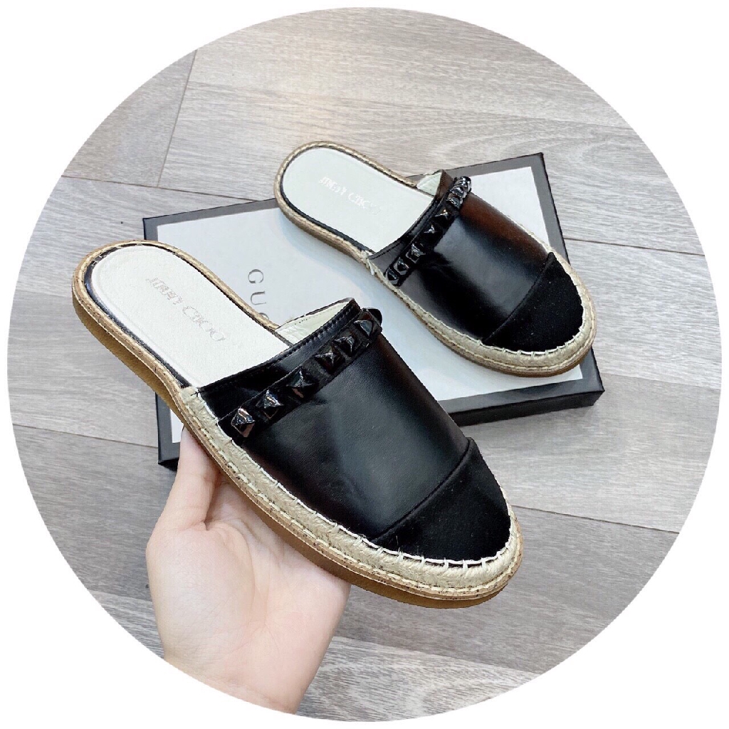 Giày sục đế cói êm chân da lỳ mềm chất đẹp | BigBuy360 - bigbuy360.vn