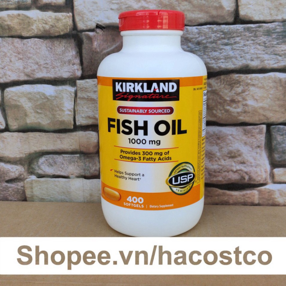GIÁ CHUA TỪNG CÓ Hàng Tem Trầy- Viên Uống Fish Oil Dầu Cá Kirkland 400 Viên [Mẫu Mới 2020] - Nắp Đỏ Hình thực tế GIÁ CHU