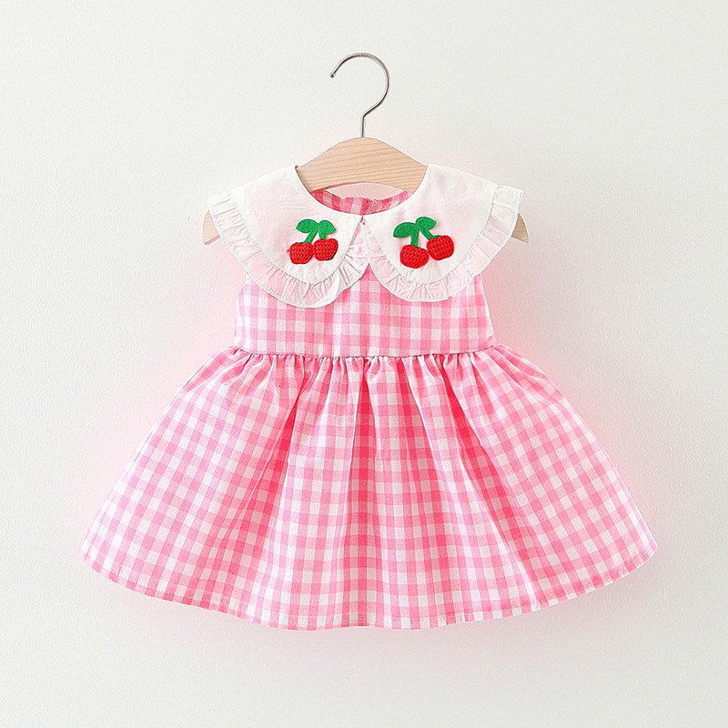 DUDUBABA Summer Casual Baby Girls Plaid Pattern Sleeveless Cute Dress 0~4 Years Old