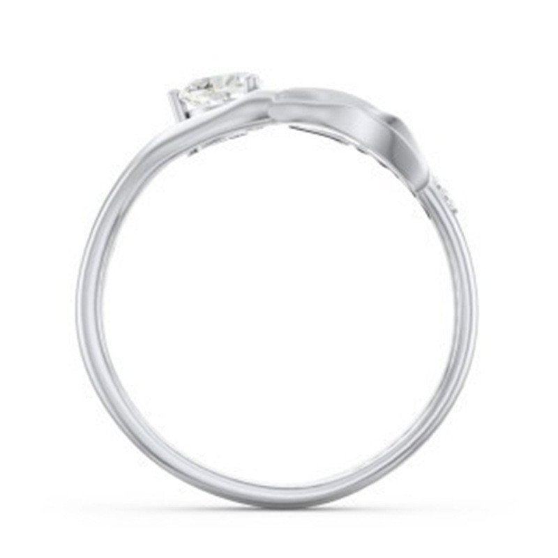 Aifei Jewellery Women Ring Heart Fish Tail Mosaic Diamond 925 Sterling Silver R931