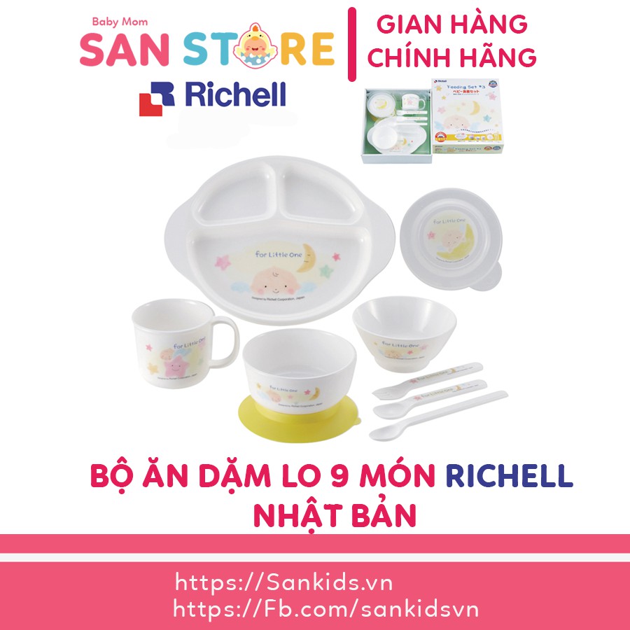 Bộ ăn dặm LO 9 MÓN RICHELL Nhật Bản - đồ dùng ăn dặm kiểu Nhật cho bé